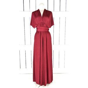 Multi wrap burgundy long maxi infinity bridesmaid dress